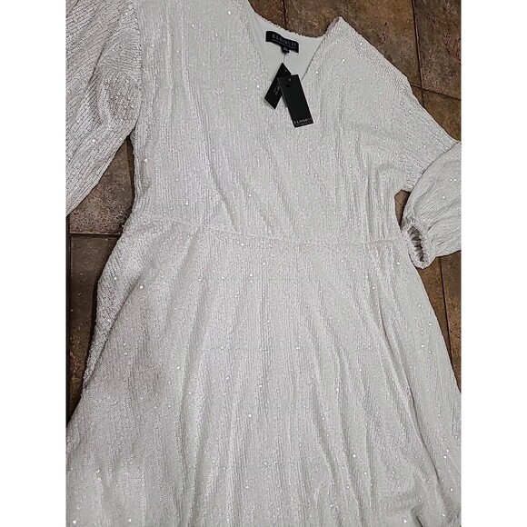 ELOQUII white Sequins Long sleeve dress Party - Picture 7 of 12